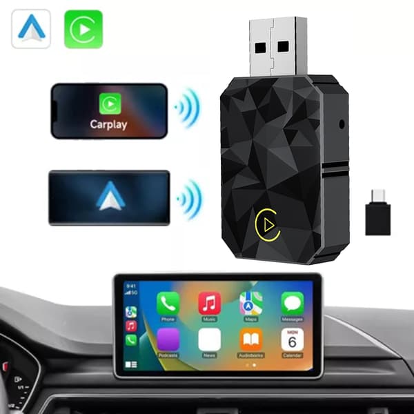 Langaton Carplays-sovitin Android Auto 2 in 1 Älykäs USB-dongle Mini Kompakti Carplays-muunnin Diamond Pattern