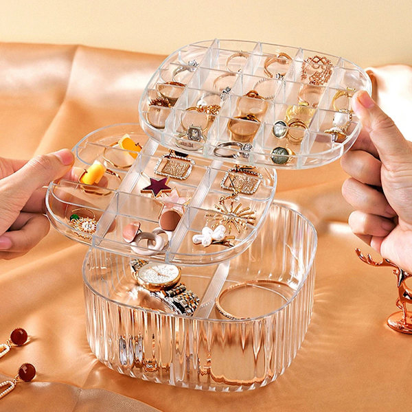 Multi Grids Smycken Organizer Box Klar akryl kosmetiska förvaringsbehållare Transparent