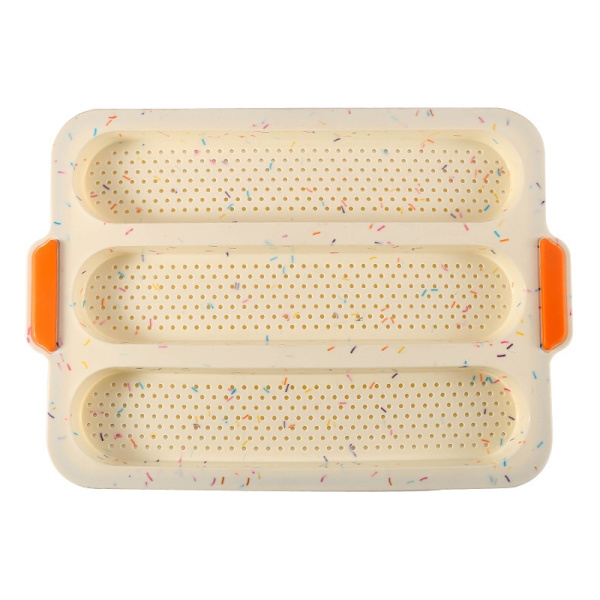 Perforerade silikonbaguetteschabloner Nonstick 3 våglimpor Rostat bröd baka stenciler för tårtmatlagning Multicolour