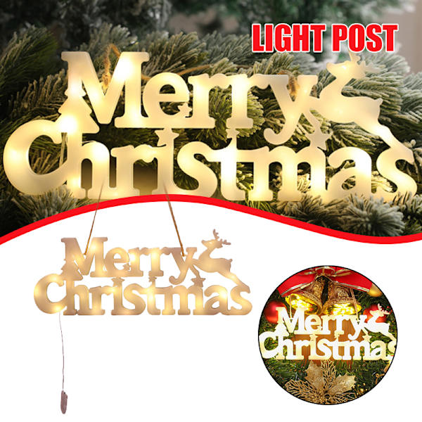 Merry Christmas Letters LED-lampor 45cm Hängrep Drivs av Knapp Batteri För Julfest Födelsedag Heminredning Warm White Built-in Button Battery