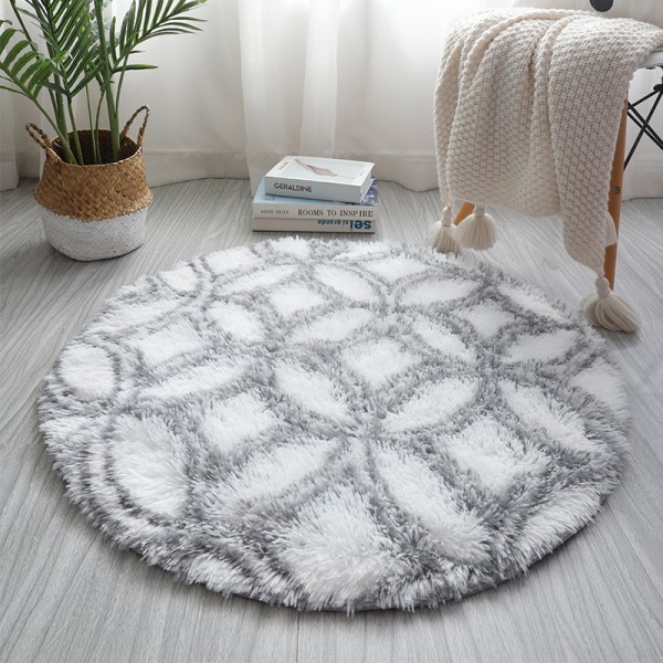 Enkel rund matta Mjuk Bekväm filt Absorberande halkfri matta För Hem Vardagsrum Sovrum White Hongge Small