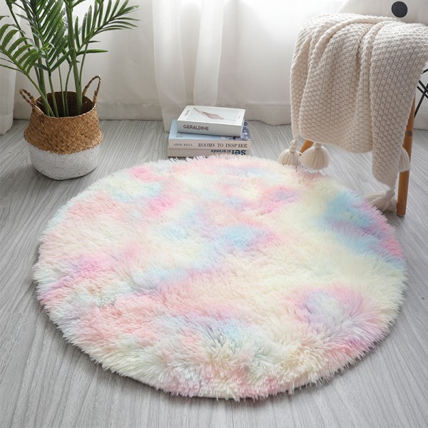 Enkel rund matta Mjuk Bekväm filt Absorberande halkfri matta För Hem Vardagsrum Sovrum Rainbow Small