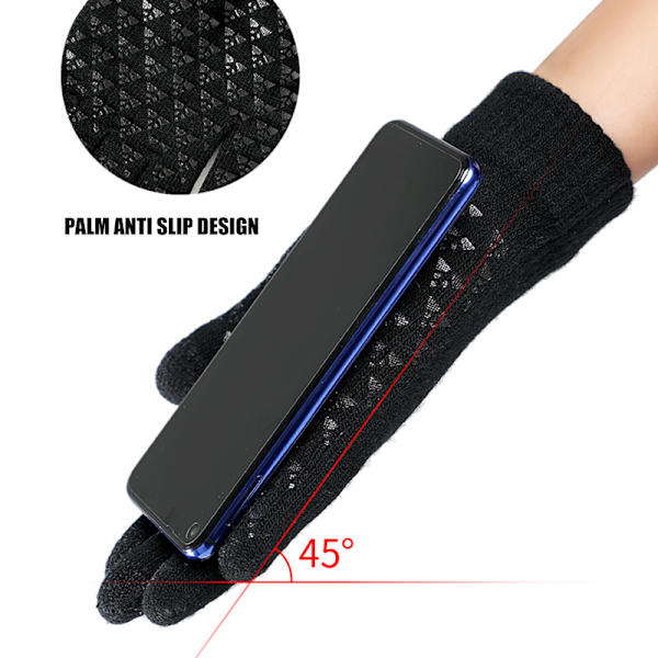 Vinter varm mössa Halsdukshandskar set Unisex vinter varm stickad mössa Halshandske för män kvinnor Black Gloves