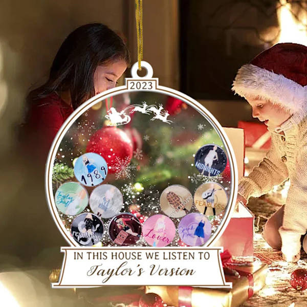 I det här huset lyssnar vi på Taylors version Prydnad Lätt julfestdekoration för julgran 2pcs