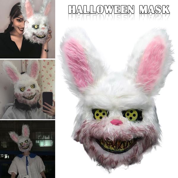 Vit kanin kanin blodig mask läskigt skrämmande för Halloween fest kostymer Cosplay