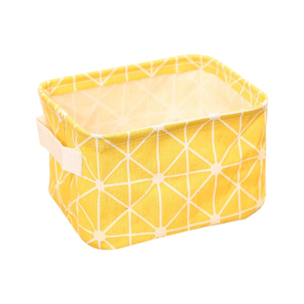 Geometri Mönster Skrivbord Förvaringslåda Bomull Linne Organizer Korg Vikbart case Yellow