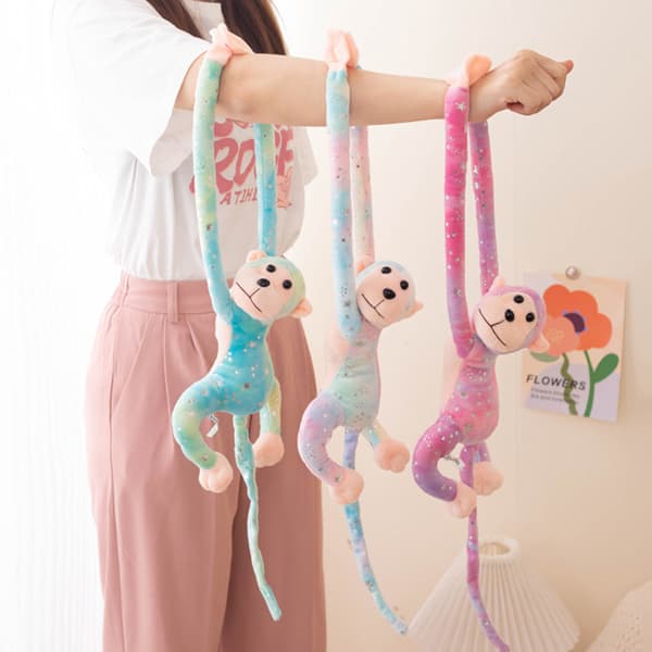 Färgglad Long Arm Monkey Doll Plyschleksak Mjuk Bekväm PP Bomull Kramdocka För Sovrum Vardagsrum Blue