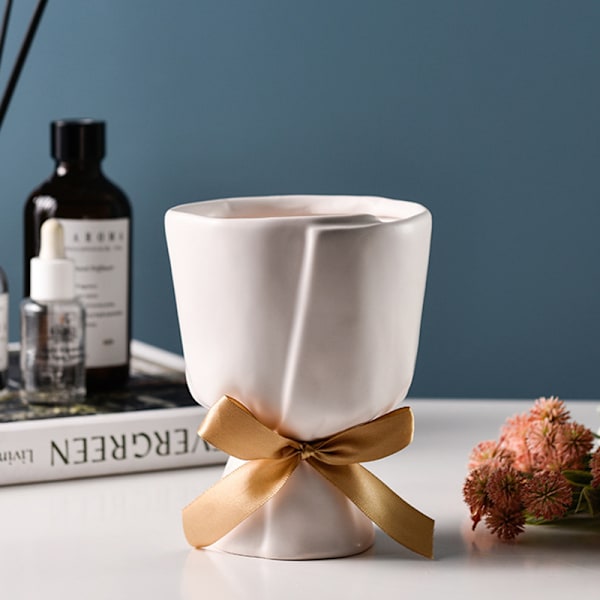 Creatives Bukett Keramik Blomvaser Hem Modern Elegant Inredning Unik Design För Hemmakontoret Ornament White