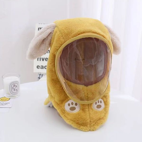 Söt tecknad mask cover hatt Anti-dimma värmande utomhus hatt för shopping Khaki Rabbit ears