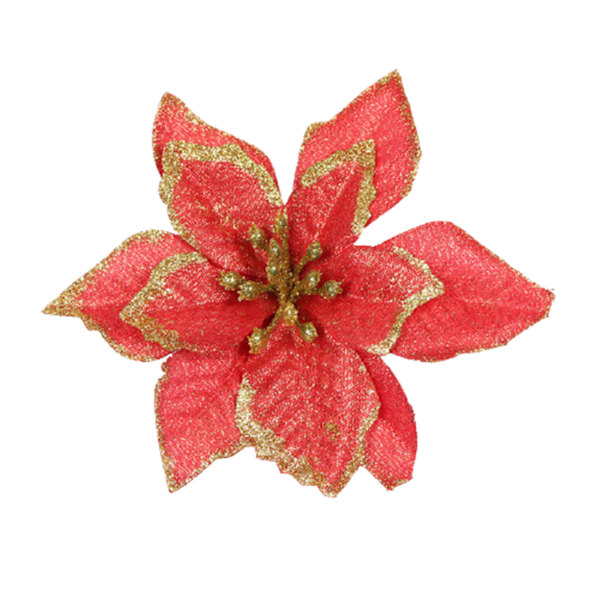 10st konstgjord julstjärna Blomma Jul Dekorativ Glitter Blomma Julgran Bröllopsdekoration Red 10pcs
