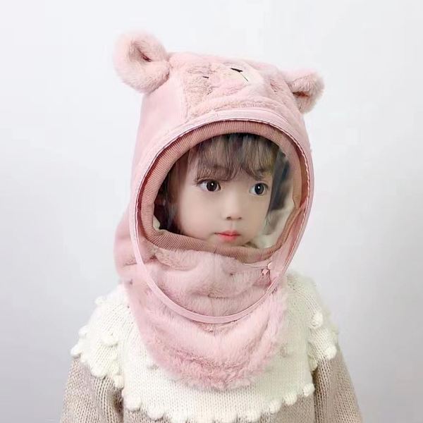 Söt tecknad mask cover hatt Anti-dimma värmande utomhus hatt för shopping Khaki Rabbit ears