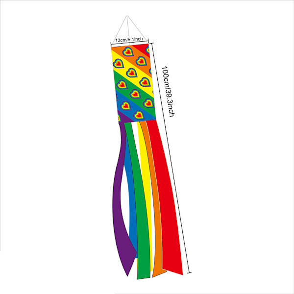 Rainbow Windsock Flagga Utomhus innergård Screentryck Flagga Hållbar och intressant utomhusdekoration Oblique Clause
