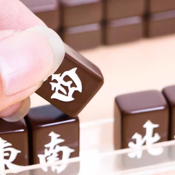 Liten bärbar mahjong för fest Fallbeständig brädspelsleksak för sovsal/hushåll Blue