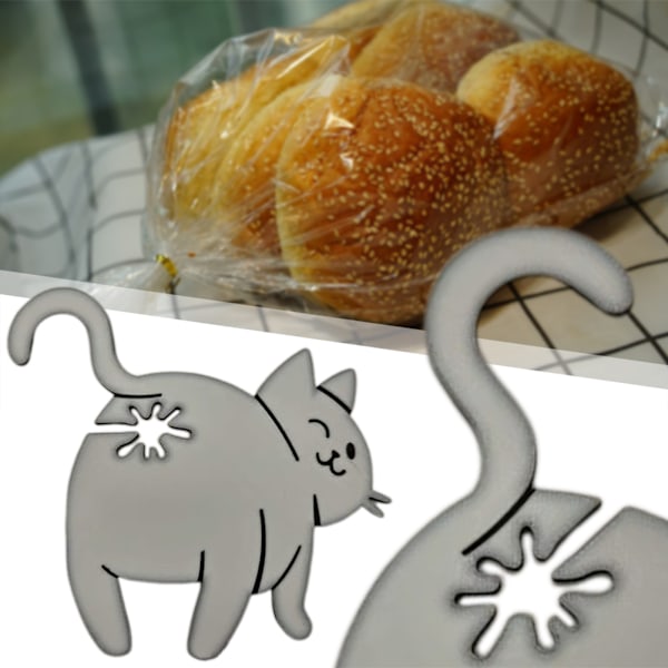 Kattebaker Brødklips Katte Brødpose Lukking Gjenbrukbare Matklips For Brød Chips Pose Klips Default