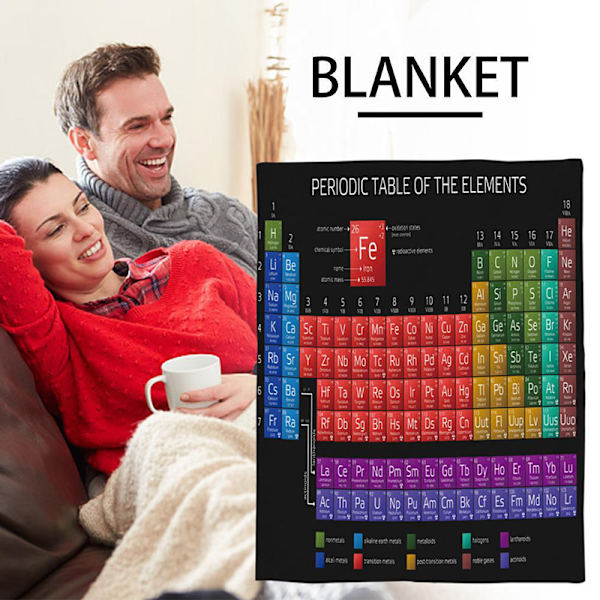 Periodiska tabellen filt Digitaltryck Kemi Periodiska systemet Mjuk Varm Mikrofiber Flanell filt 100cm*120cm