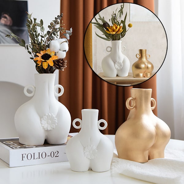 Keramiska blomstervaser Simulering Kvinnliga Kroppskonst Vaser Innovativt hantverk Modernt Dekorativt För Hemkontor Inredning White Large