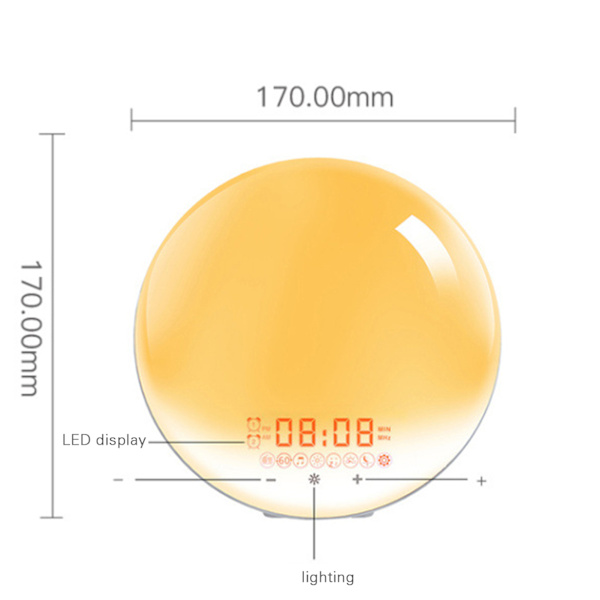 LED Wake Up Light Färgglad väckarklocka Nattljus Solnedgångssimuleringslampa Australian Charger
