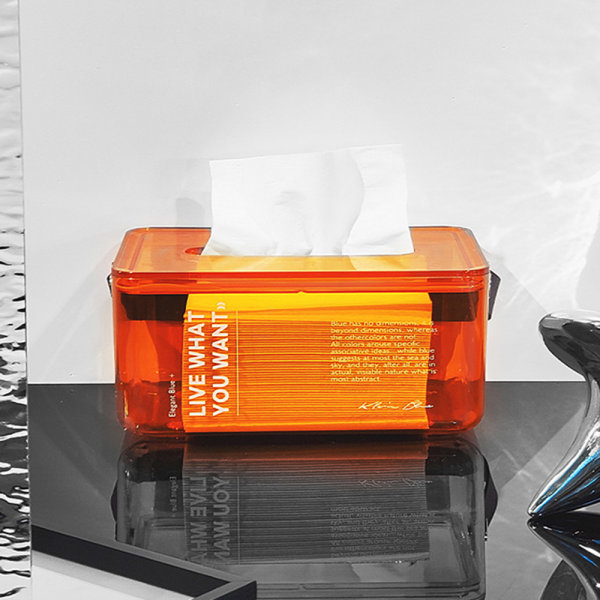 Clear PET Tissue Box Square Facial Tissue Dispenser Box Hållare för bänkskiva Through Ash
