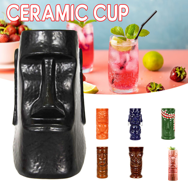Härlig Hawaii-stil keramisk mugg Flerfunktions-återanvändbar kopp Hem Bar Party Drinkware D 600ML