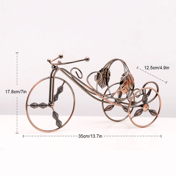 Trehjulingsformad vinställ som håller 1 vinflaska Kreativitetsjärn Guldvinflaskhållare Perfekt för köksbänken Leaf Tricycle Wine Rack