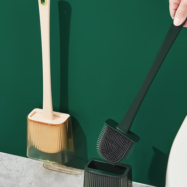 Väggmonterad toalettborste med långt skaft Mjuk set Dark Green
