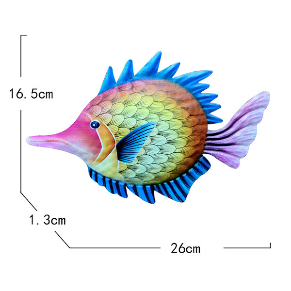 Metallfisk Väggdekor badrumskonst hängande trädgårdsdekorationer för uteplats Blue