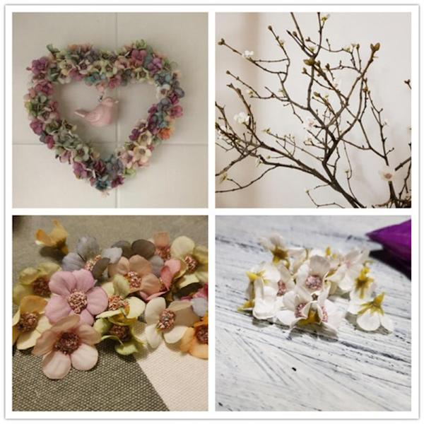 Mini konstgjorda blommor Flerfärgad DIY-krans Handgjord hantverksdekoration för bröllopsfödelsedagsfest Light Pink 100pcs