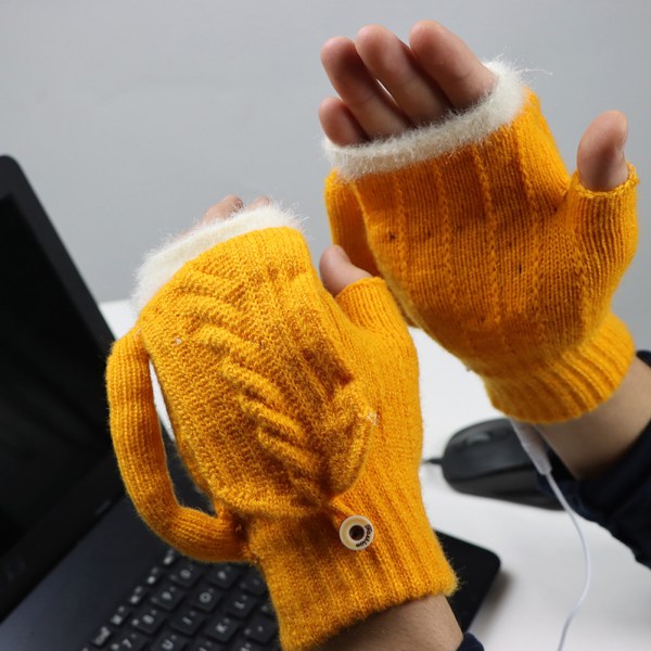 USB uppvärmda handskar för kallt väder Hög elastisk mjuk thermal för kvinnor män Black