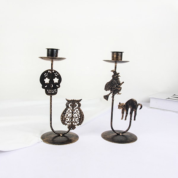 Retro smidesjärn ljusstake kreativ halloween festtillbehör för hem vardagsrum sovrum dekoration Witch Kitten