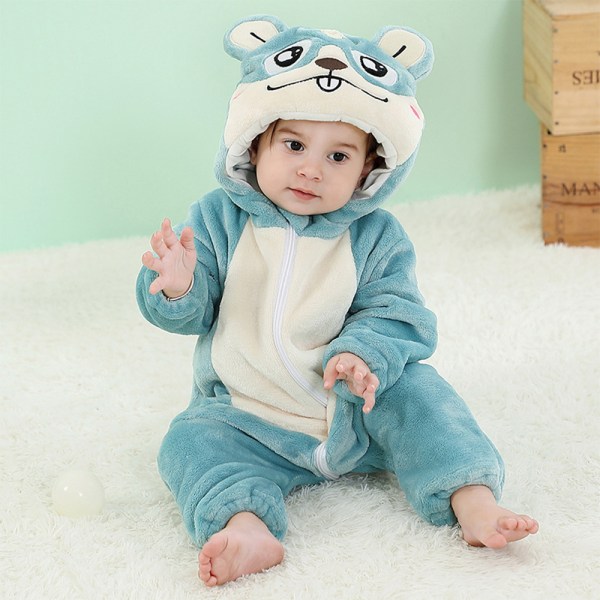 Barn Flanell Plysch Overall Söt Cartoon Djur Design Huva Onesie Pyjamas Smart Mouse 100