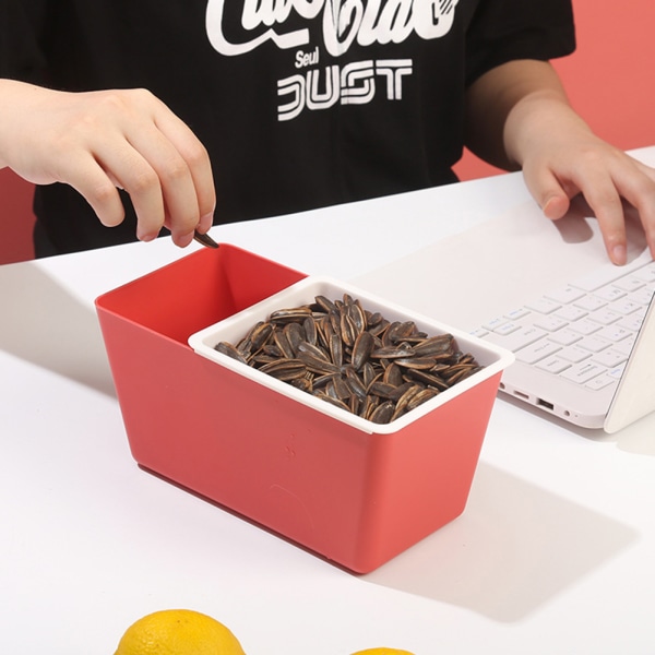 Multifunktionell dubbellagers snackbox Hem fyrkantig urlakningsbar fruktbricka Red