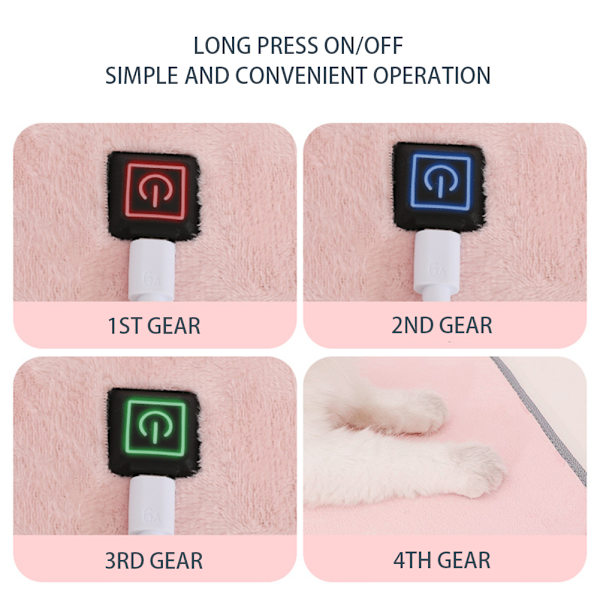 USB Elvärmefilt för husdjur Lätt vintervärmardyna för hundkattungar inomhus Pink 45x60cm