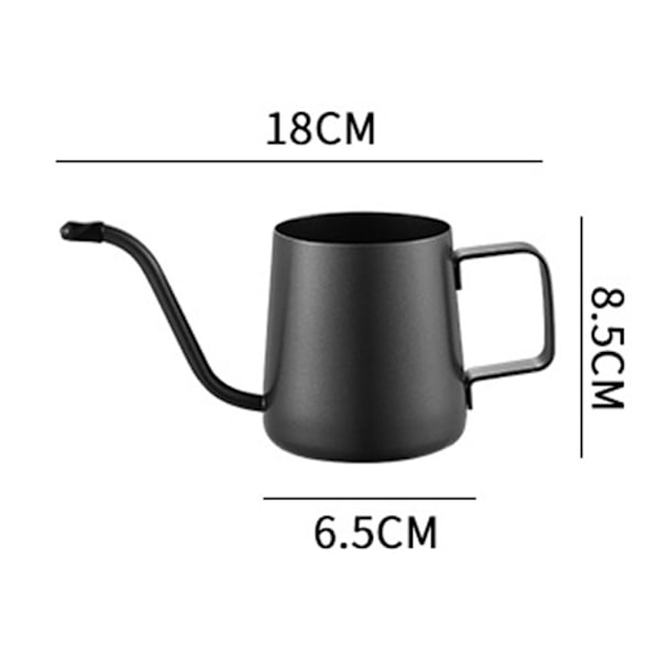 304 rostfritt stål kaffekanna för handhäll Slitstark enkel handdropp tekanna för hemköket Black 350ML