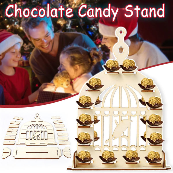 Chokladgodisställ Träfågelburformat sockerefterrättsställ Självmonterande Hemfest Serveringsdekor Nytt Picture Section