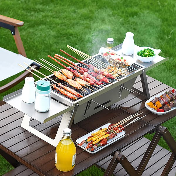 Vikbara grillgrillar i rostfritt stål Lättviktsgrillar som är lätta att bära för utomhuscamping standard