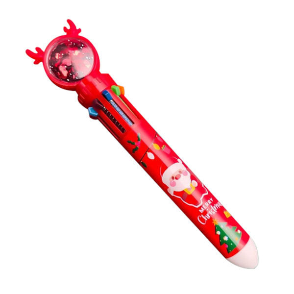 10 i 1 Jul Cartoon Färgglad Kulspetspenna Enkel Design Kontorsmaterial Penna För Skola Kontor Santa Claus
