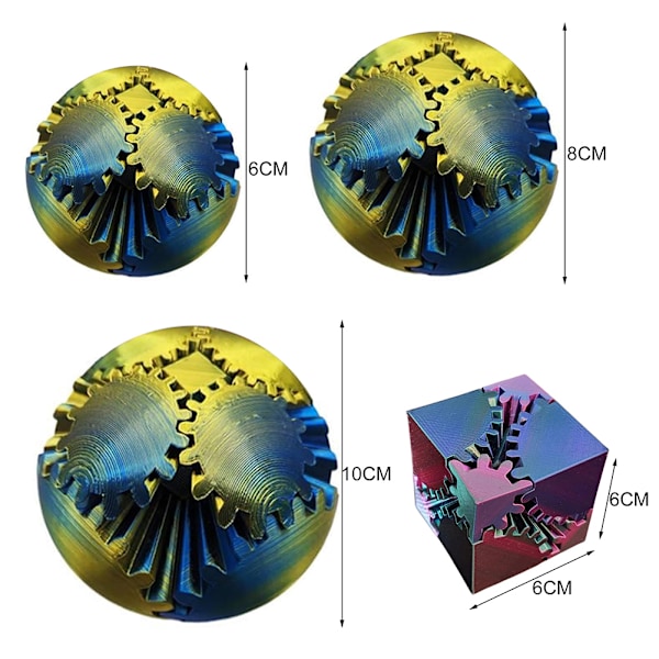 3D-tryckt boll roterande fidgets spinners boll rolig 3D-tryckt stressavlastande leksak för barn vuxna L 10x10cm