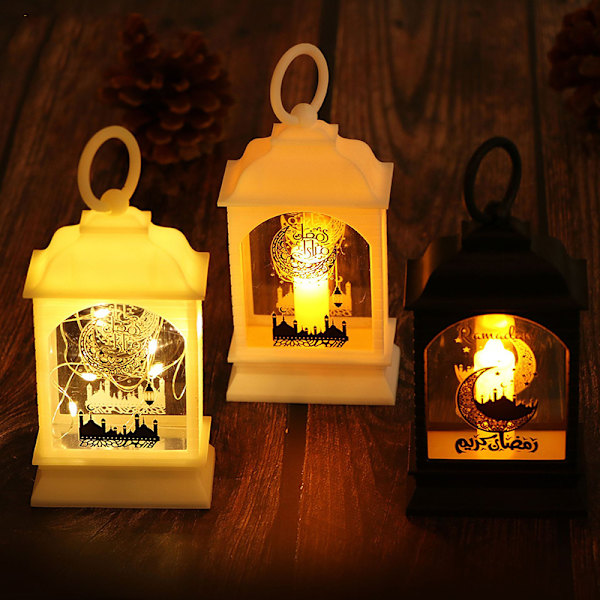 Ramadan Bärbar Led Candle Light Eid Mubarak Ramadan Inredning För Hem Vardagsrum Black