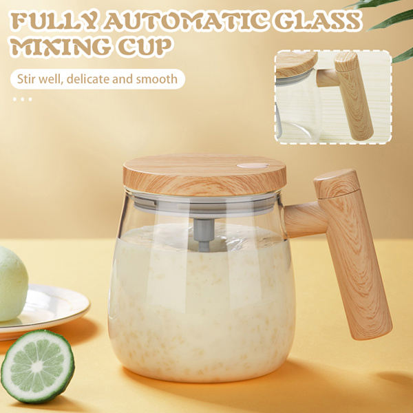 Elektrisk höghastighetsblandningskopp kall och varmbeständig självrörande glasmugg för hem 400ml Transparent white