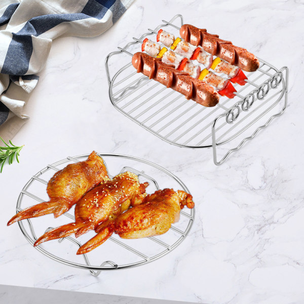 Air Fryer Tillbehör Air Fryer Rack Set med 3 Multi-purpose 7 tum Dubbellagers Rack Metallhållare för köksredskap