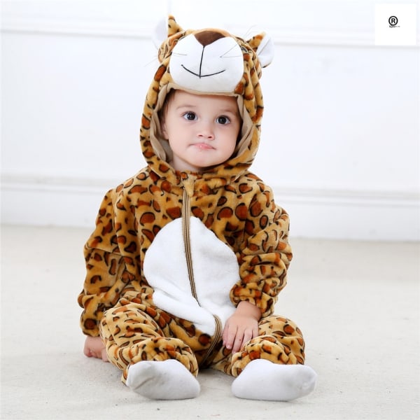 Toddler Unisex Set Hooded Jumpsuit Fox And Animal Print Jumpsuit New Leopard 80 6-12 Months