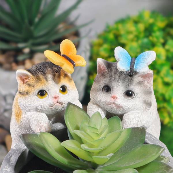 Söt katt miniatyrprydnader Hem Fairy Trädgårdstillbehör för minilandskap Bs38016