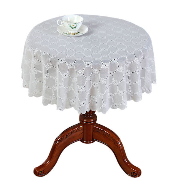 Vit färg rund spets bordsduk Snygg bordsskiva dekorativ täckning för arbetsrum hem Diamond Flower Round Diameter 120cm