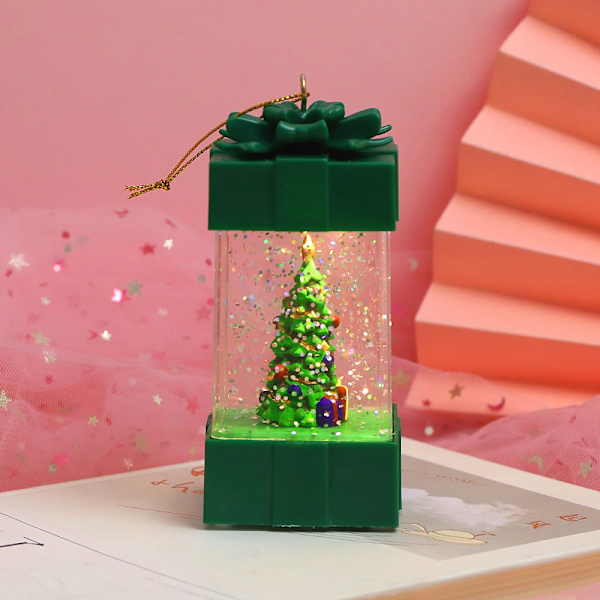 Presentförpackning Formad snöglob Lykta LED Xmas Festival Ornament Glittrande Hängande Julljus Batteri som drivs för hemmet Tree
