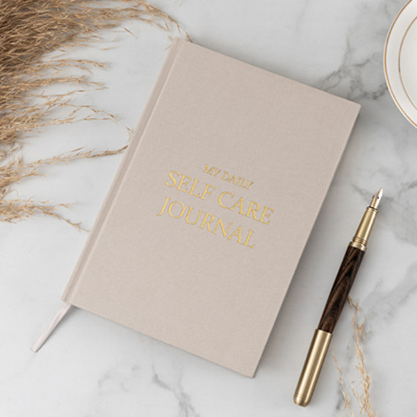 A5 Daily Self Care Journal med guldfolie Enkel stil kakel anteckningsbok present till vänner familj Orange