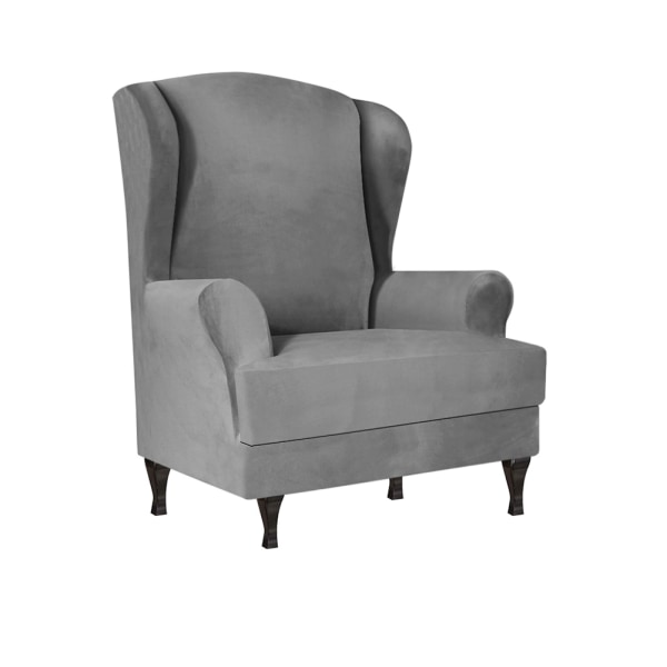 Hög elastisk mjuk mocka Wingback cover Halkfri enfärgad Stretch-skydd för sluttande arm King Back stol Camel
