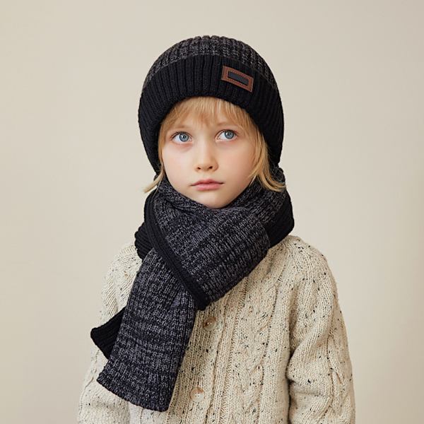Barnmössor Scarf Set Vindtät Värmande Barnmössa för utomhusbruk Blue