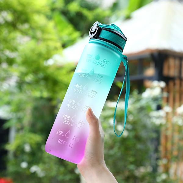 1000ML vattenflaska med sugrör Utomhussportmugg med bärrem för utomhuscamping Red