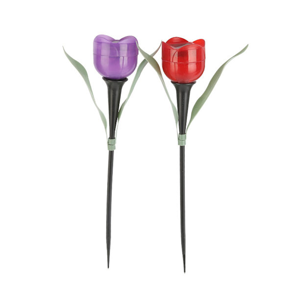 1 st trädgård tulpan blomma form LED sol drivna vattentät rör gräsmatta lampor stående dekor för gård utomhusfest Blue