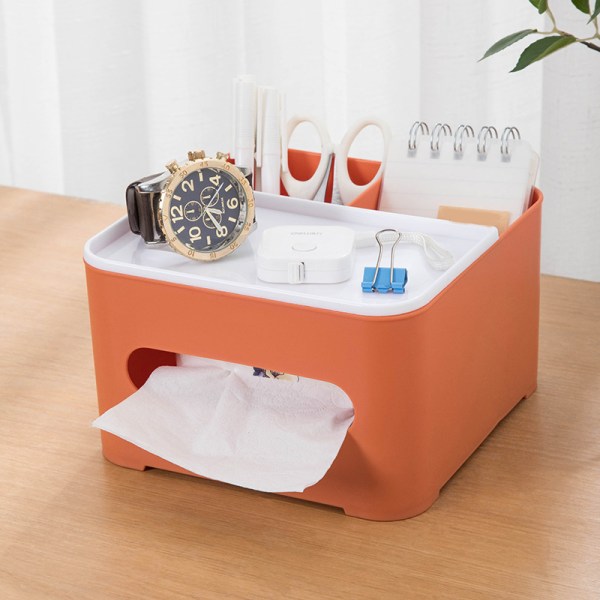 Fjärrkontroll vävnadslåda med multicells multifunktionell organizer för hemmakontor Orange Large